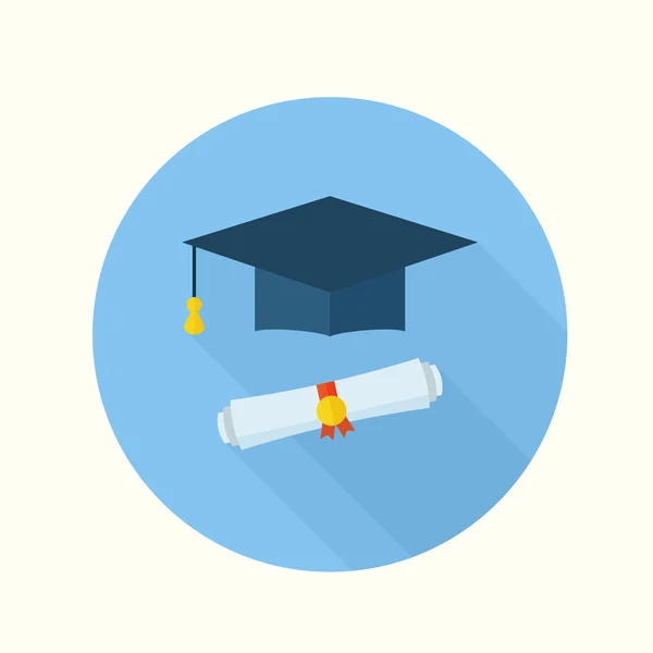 Graduación Estudiante Sombrero y Diploma — Vector de stock