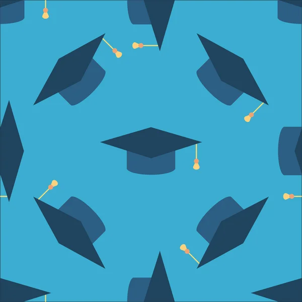 Graduation caps seamless background. Royalty Free Stock Vectors