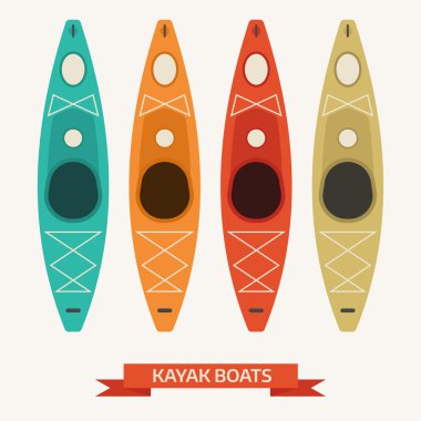 Kayak Boats Colorful Icons