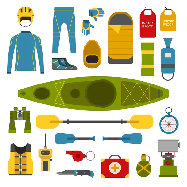 Icônes de camping et de randonnée — Image vectorielle