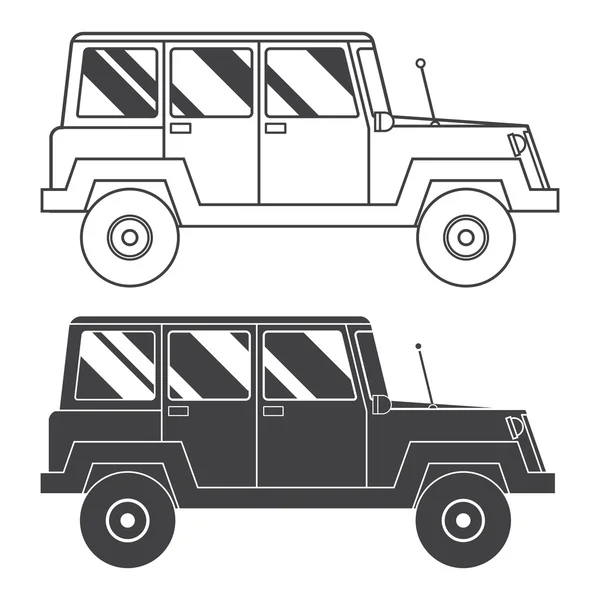 Pictogram van de omtrek van de SUV Jeep — Stockvector