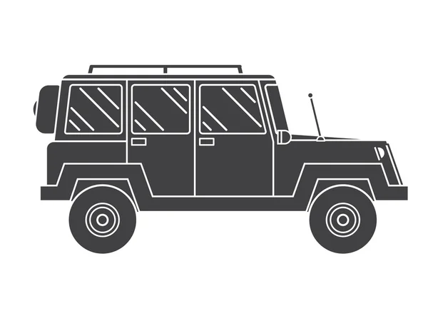 Overzicht SUV zwart-wit pictogram — Stockvector
