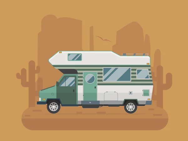 Camper Trailer in National Park Area — Stock Vector