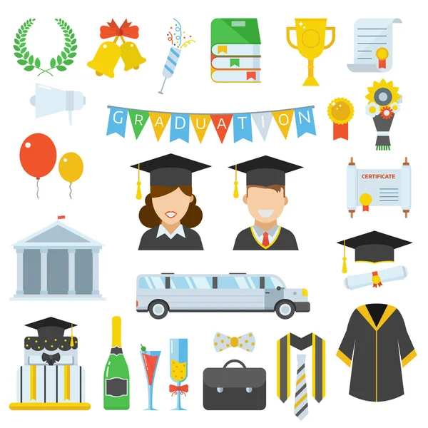 Iconos del Día de la Graduación — Vector de stock