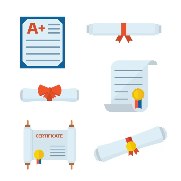 Icônes de certificat de diplôme — Image vectorielle