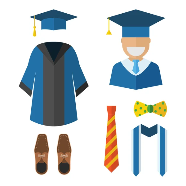 Graduation Clothing and Accessories — Stock Vector