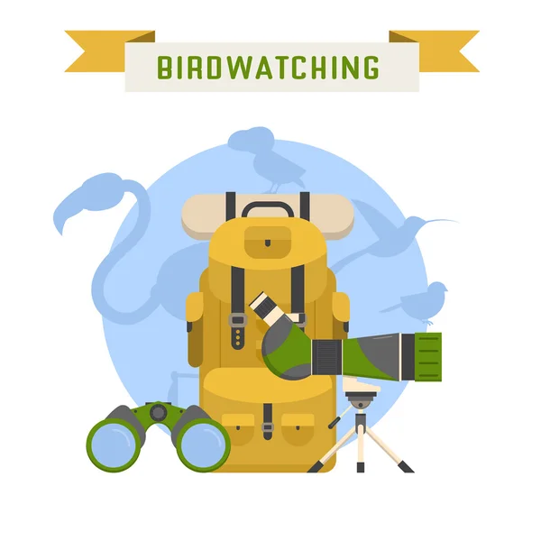 Birdwatching Turismo Concetto — Vettoriale Stock