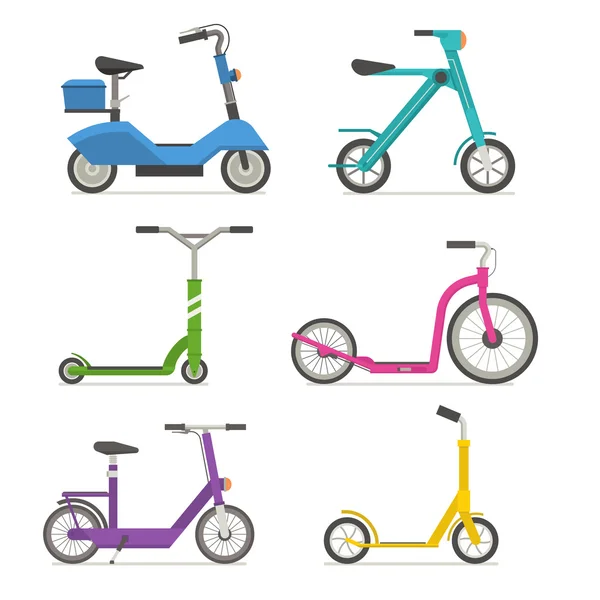 Roller Scooter Set pictogrammen — Stockvector