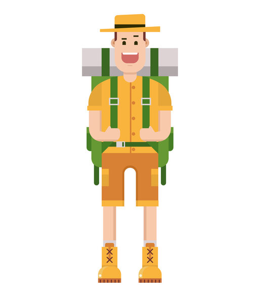 Cartoon Happy Tourist Traveler