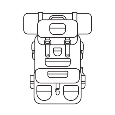 Turist Hiking sırt çantası anahat illüstrasyon