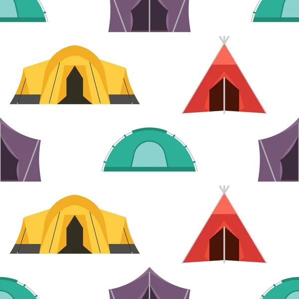 Toeristische Camping tenten naadloze patroon — Stockvector
