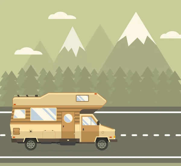 Camion de voyageur sur la route Voyage — Image vectorielle