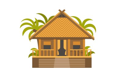 Ahşap villa suite yeşil avuç içi ile