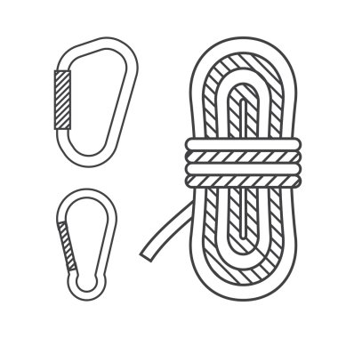 Climbing rope and carabiners clipart