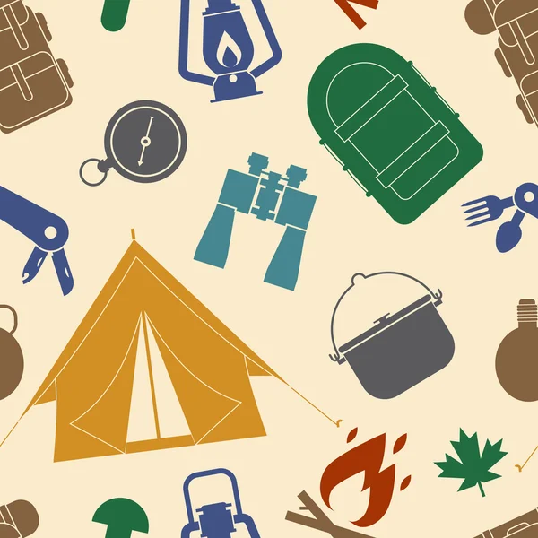 Camping and Hiking Seamless Pattern — Stock Photo, Image