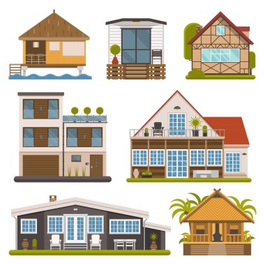 Houses set for booking and living clipart
