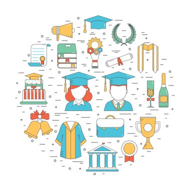 Mezuniyet kutlaması öğeleri kümesi