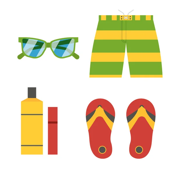 Nyáron strand kiegészítők ikonok — Stock Vector