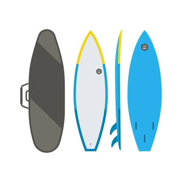 Surfboards conjunto de elementos de desenhos animados — Vetor de Stock