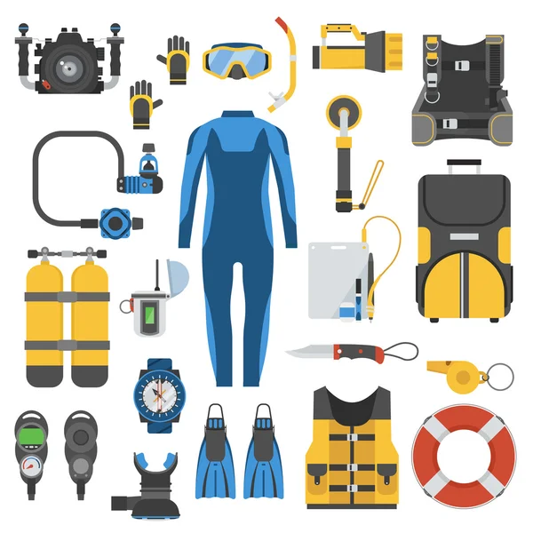 水肺潜水和浮潜用具 — 图库矢量图片