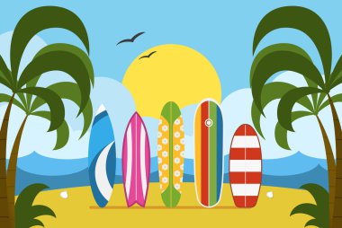 Sörf zaman kavramı illüstrasyon