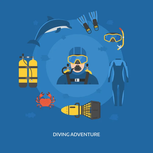 ダイバーマンとのダイビングコンセプト — ストック写真