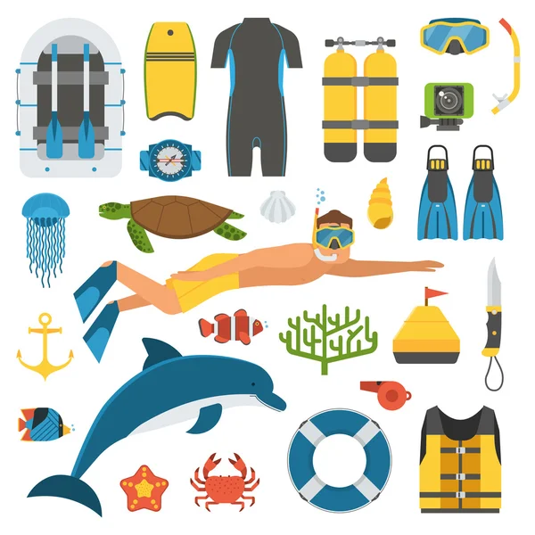 Pele Mergulho e Snorkeling Set — Fotografia de Stock