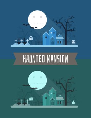 Perili köşk Cadılar mistik manzara