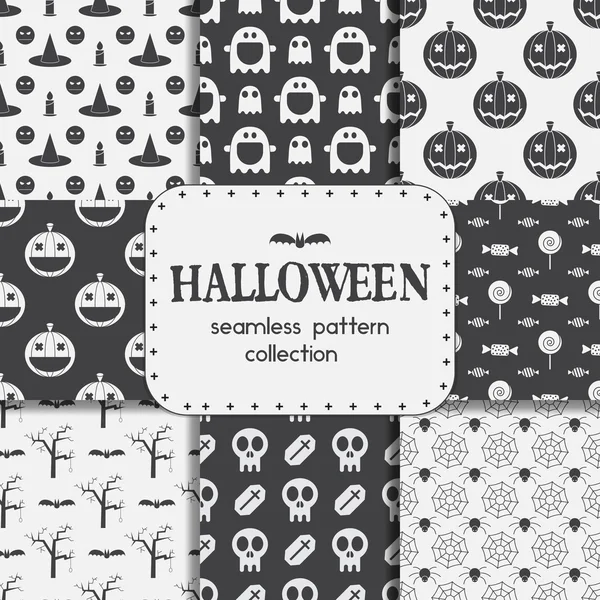 Halloween naadloze patroon achtergronden Set — Stockvector