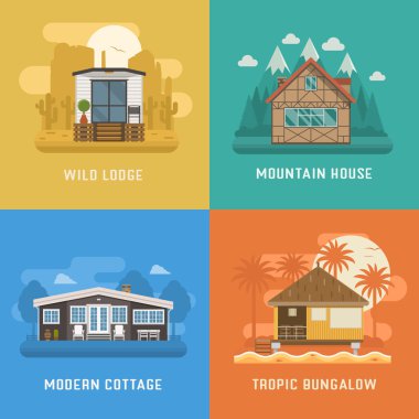 Lodge, Chalet, yazlık ve Bungalow ev seti