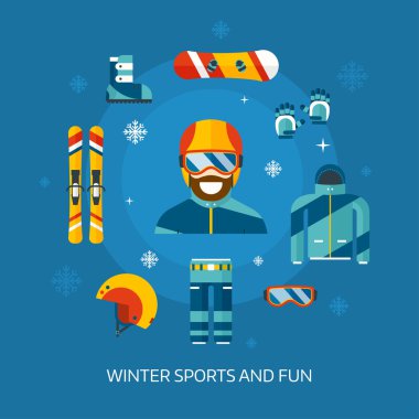 Winter activity flat icons clipart