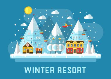 Winter Ski Resort Flat Landscape clipart