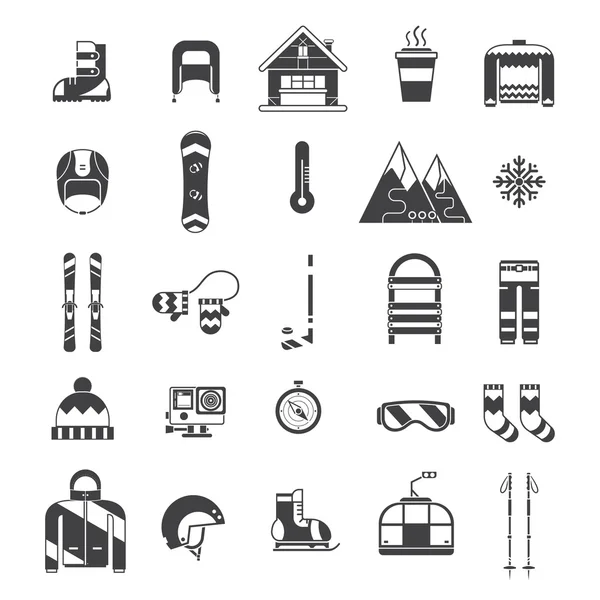 Winter Sports and Activity Outline Icon Set — 图库矢量图片