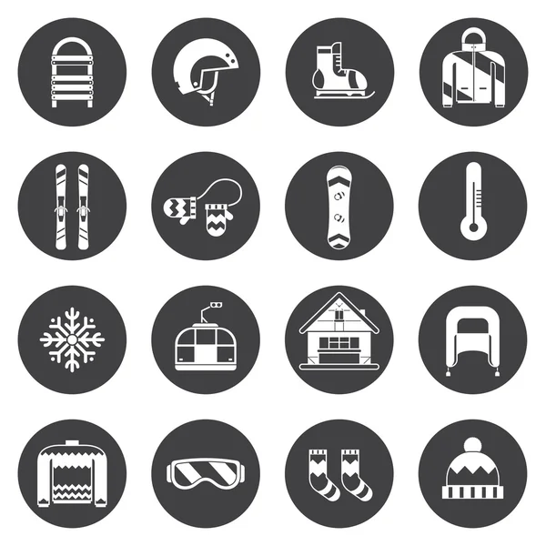 Winter Activity and Fun Outline Icon Set — 图库矢量图片
