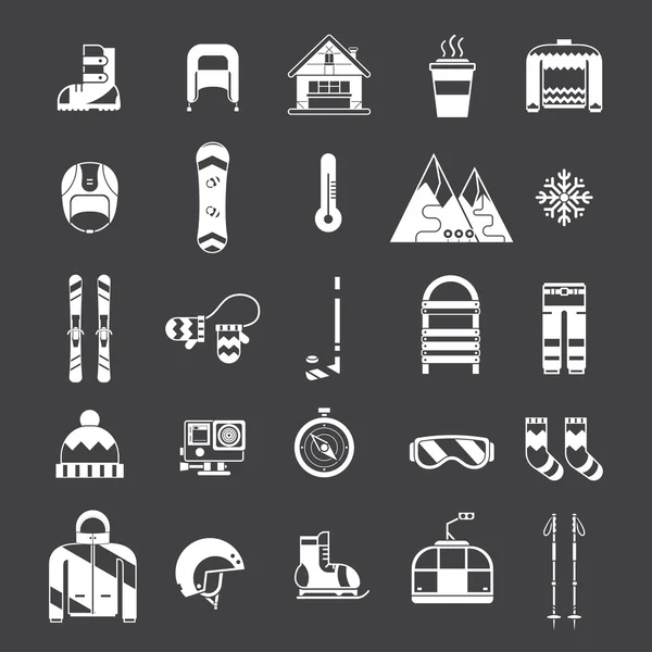 Winter Activity and Fun Outline Icon Set — Stockový vektor