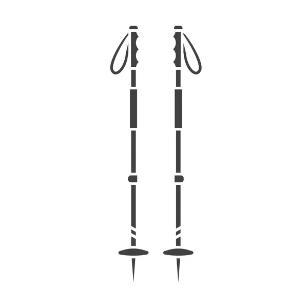 Ski Poles Outline Vector Icon — Stock Vector