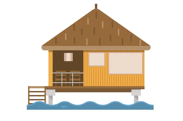 Suite bungalow in legno sul mare — Vettoriale Stock