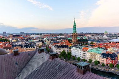 Copenhagen siluetinin panoramik Cityscape