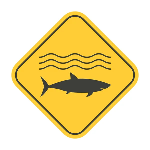 상어 위험 노란색 기호 — 스톡 벡터