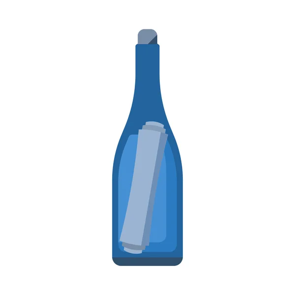 Botella de vidrio con carta — Vector de stock