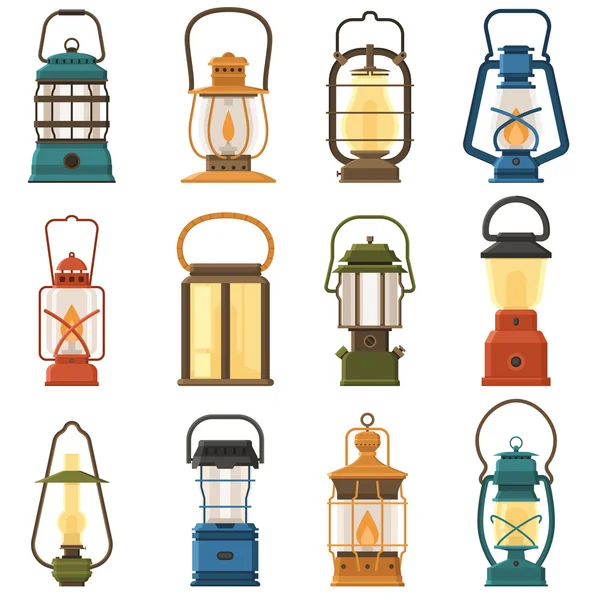 Camping Lantern or Gas Lamp — Stock Vector