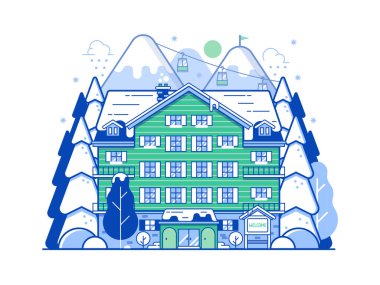 Dağ Kayağı Resort Çizgi Sanatında Görüntü