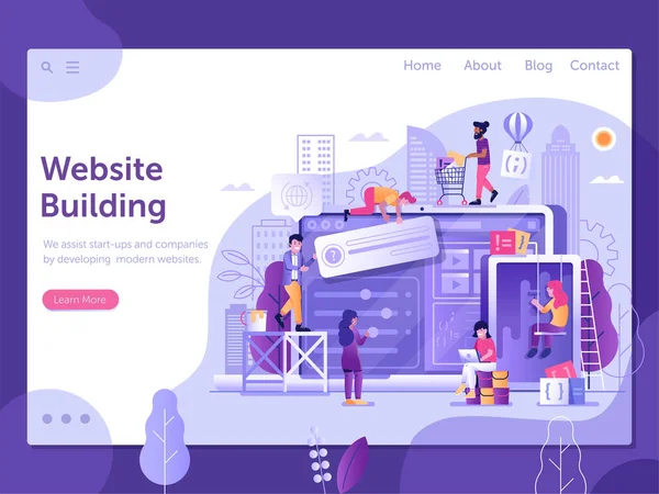 Sitio Web en Construcción Página Banner Template — Archivo Imágenes Vectoriales