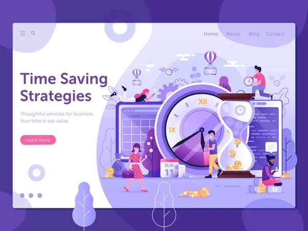 Zeitersparnis Strategie Web Banner Template Design — Stockvektor