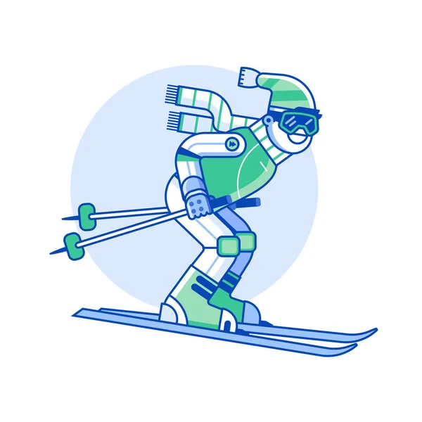 滑雪者乐意效劳线艺术 — 图库矢量图片