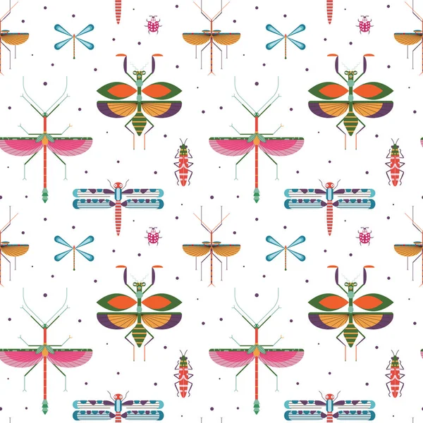 Patrón geométrico de insectos y insectos — Archivo Imágenes Vectoriales