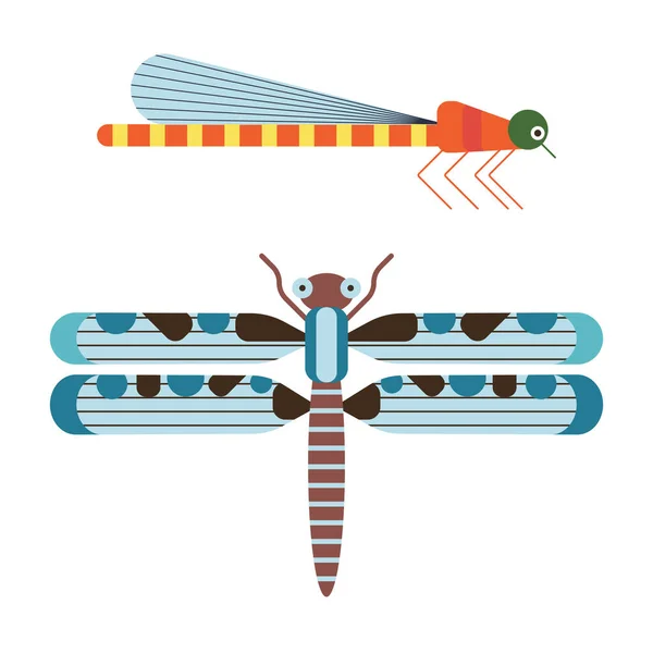 Dragonflies εικονίδιο σε γεωμετρικό επίπεδο στυλ — Διανυσματικό Αρχείο