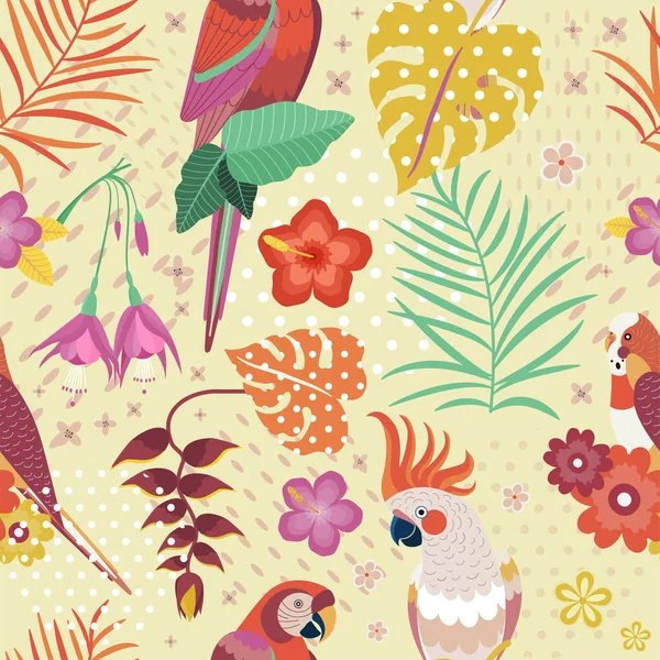 Modèle de perroquet hawaïen vintage ou imprimé Aloha — Image vectorielle