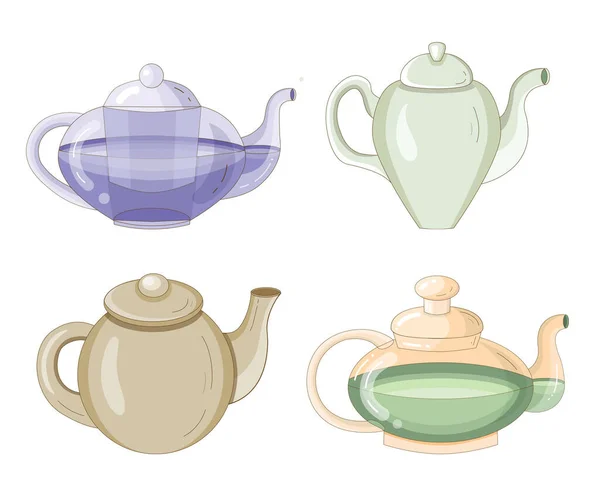 Керамические чайники и чайники — стоковый вектор