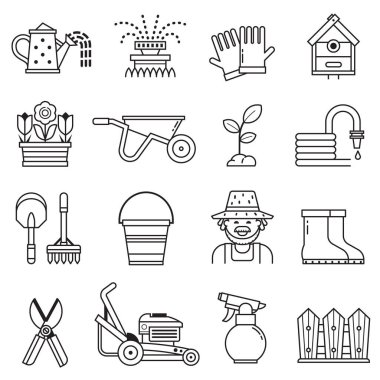 Bahar Bahçe Simgeleri Satır Sanatında Ayarlandı